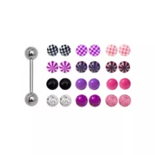 Silvertone Barbell with 24 Extra Multi-Color Balls - 14 Gauge at Spencer's