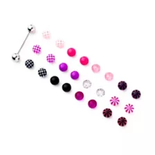 Silvertone Barbell with 24 Extra Multi-Color Balls - 14 Gauge at Spencer's