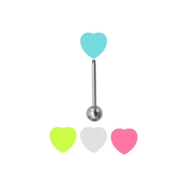 Glow in the Dark Heart Barbell - 14 Gauge at Spencer's