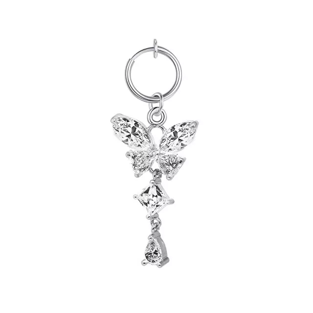 CZ Butterfly Dangle Fake Belly Ring at Spencer's