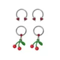 Multi-Pack Heart Horseshoe Rings and Cherry Hoops 4 Pack - 14 Gauge at Spencer's