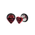 Red and Black Fuck You Heart Fake Plugs at Spencer's