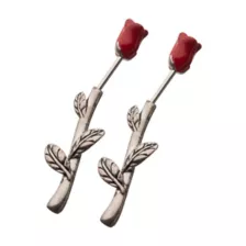Silvertone Red Rose Fake Tapers at Spencer's
