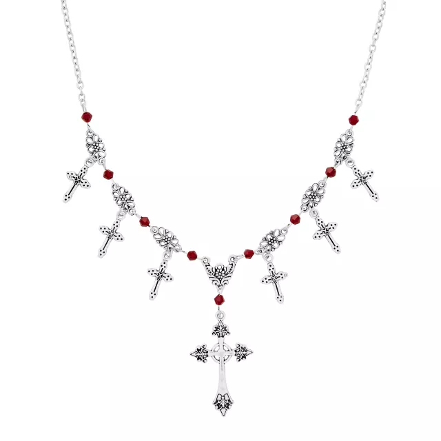 Cross Pendant Charm Chain Choker Necklace at Spencer's