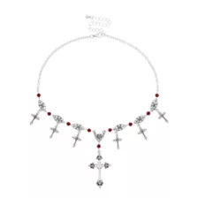 Cross Pendant Charm Chain Choker Necklace at Spencer's