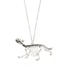 Silvertone Dino Skeleton Necklace at Spencer's