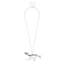 Silvertone Dino Skeleton Necklace at Spencer's