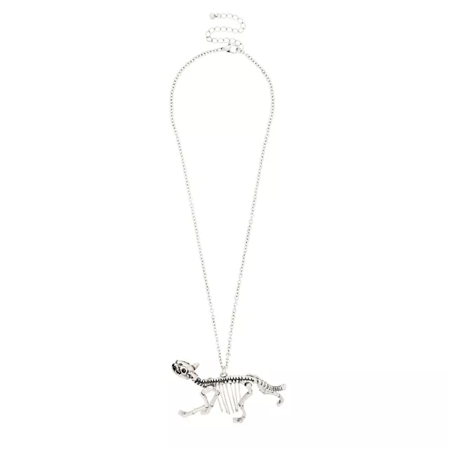Silvertone Dino Skeleton Necklace at Spencer's