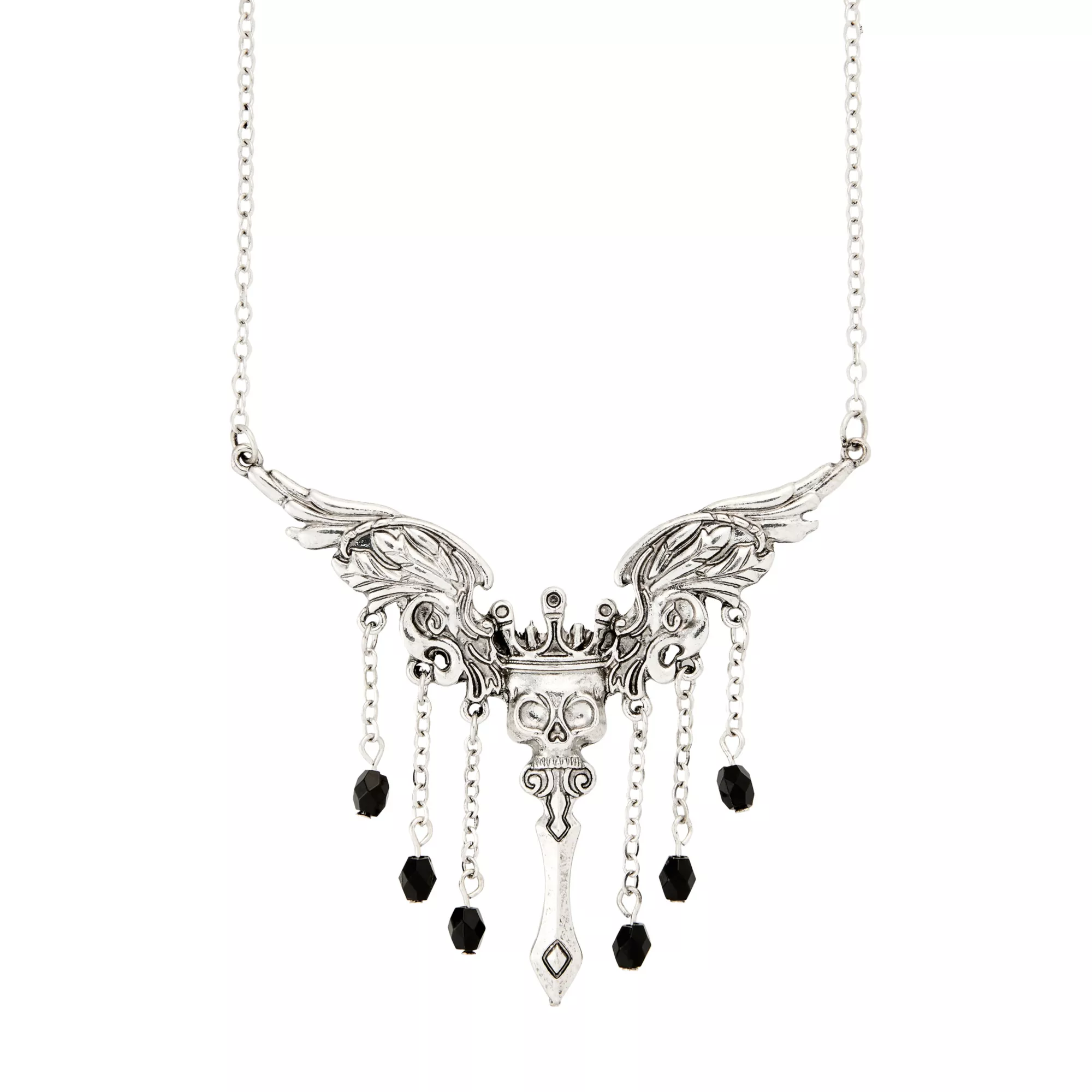 Skull Wings Dangle Necklace at Spencer's