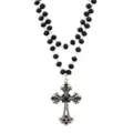 Beaded Black Cross Pendant Necklace at Spencer's