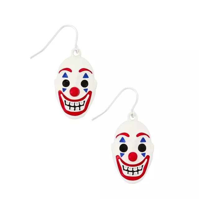 White and Red Clown Dangle Earrings at Spencer's