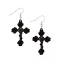 Black Rose Crosses Dangle Earrings at Spencer's