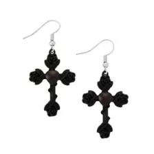 Black Rose Crosses Dangle Earrings at Spencer's