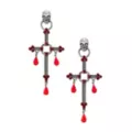 Black and Red Gem Cross Dangle Earrings at Spencer's
