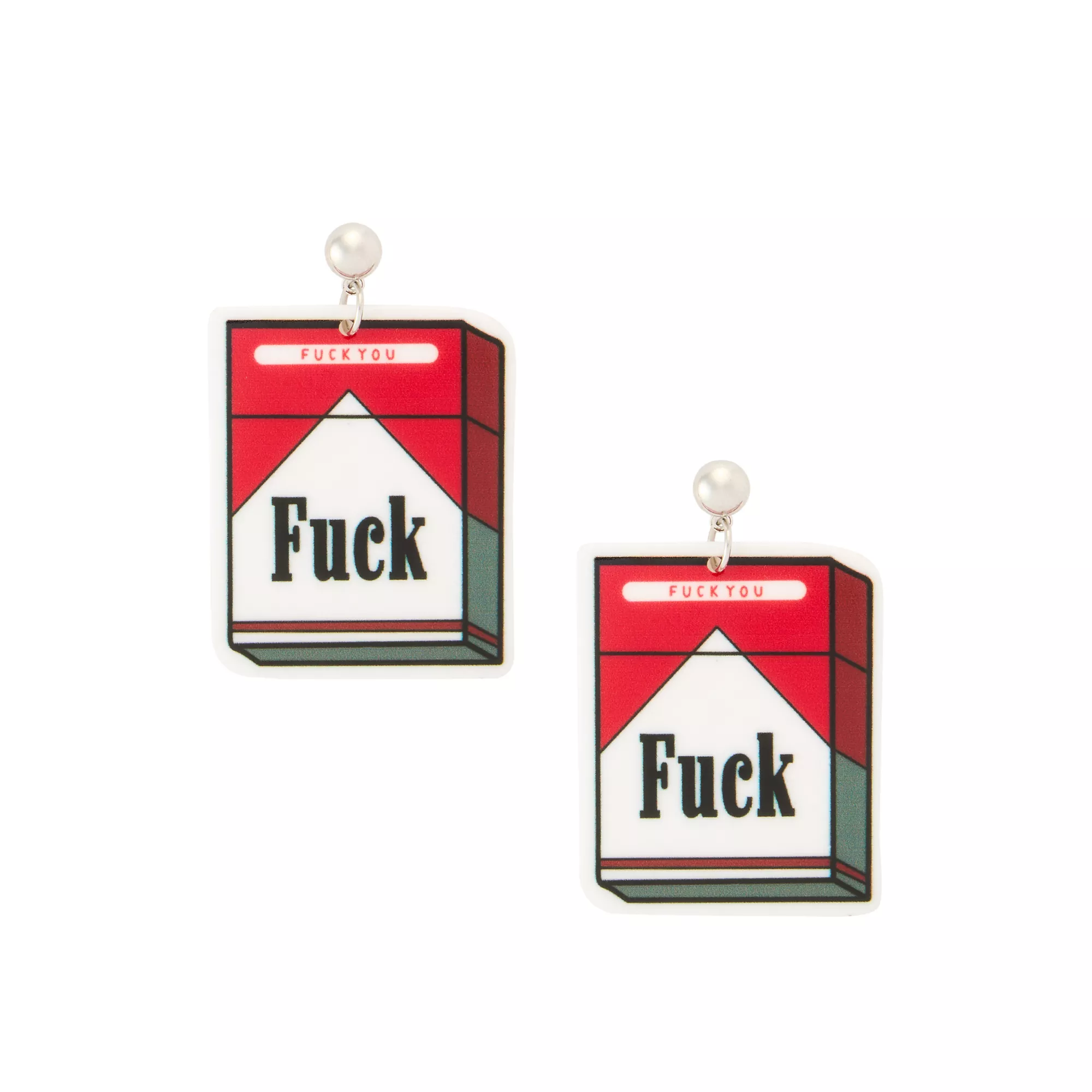 Fuck Cigarette Pack Dangle Earrings at Spencer's