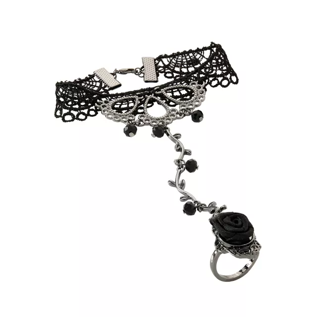 Black Lace with Rose Bracelet at Spencer's