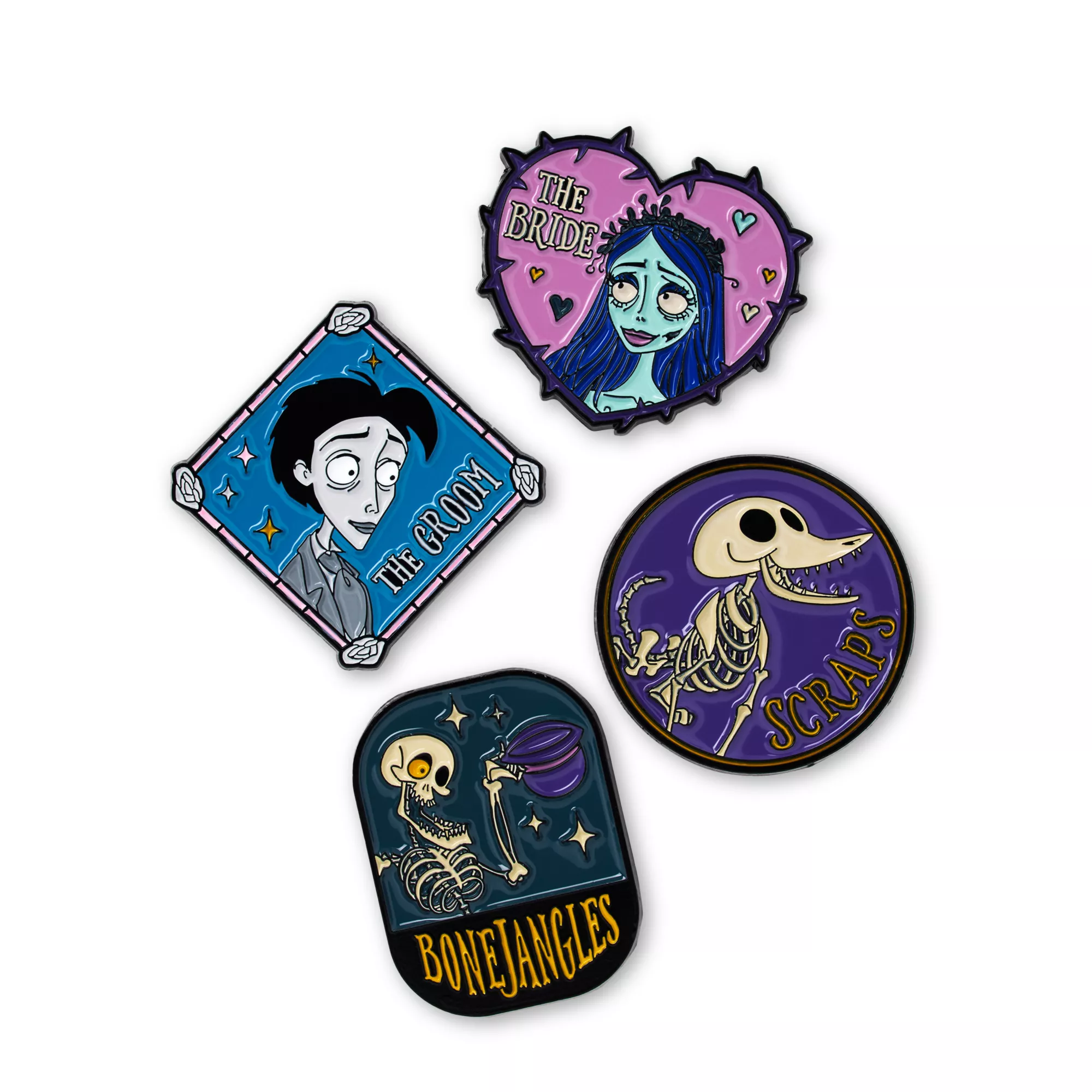 Corpse Bride Pin Set - 4 Pack at Spencer's