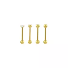 Multi-Pack CZ Goldtone Bezel and Prong Titanium Barbells 4 Pack - 14 Gauge at Spencer's