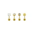 Multi-Pack CZ Goldtone Bezel and Prong Titanium Barbells 4 Pack - 14 Gauge at Spencer's
