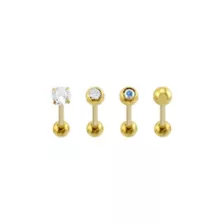 Multi-Pack CZ Goldtone Bezel and Prong Titanium Barbells 4 Pack - 14 Gauge at Spencer's