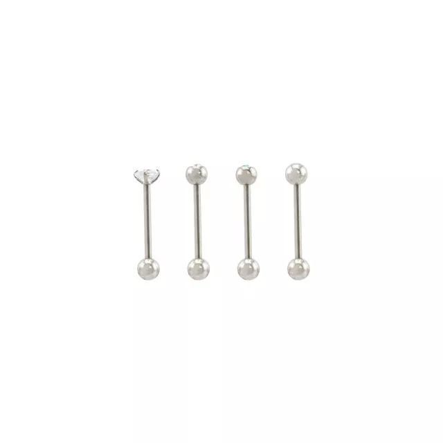 Multi-Pack CZ Silvertone Bezel and Prong Barbells 4 Pack - 14 Gauge at Spencer's
