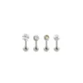 Multi-Pack CZ Silvertone Bezel and Prong Barbells 4 Pack - 14 Gauge at Spencer's