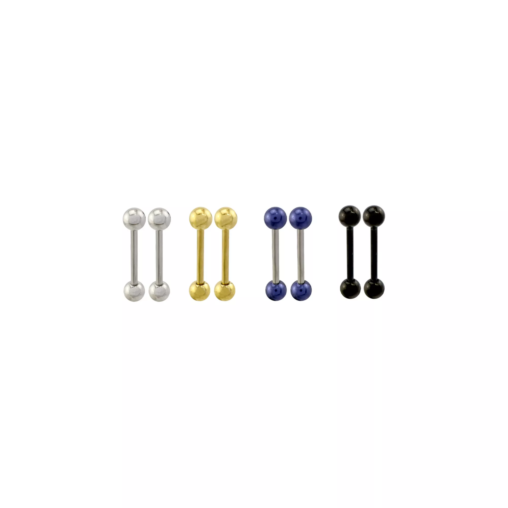 Multi-Pack Silvertone Goldtone Blue and Black Barbells 8 Pack - 14 Gauge at Spencer's
