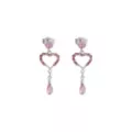 Silvertone and Pink CZ Heart Dangle Stud Earrings at Spencer's