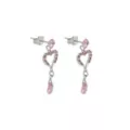Silvertone and Pink CZ Heart Dangle Stud Earrings at Spencer's