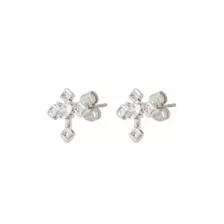 CZ Silvertone Cross Stud Earrings at Spencer's