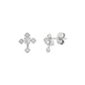 CZ Silvertone Cross Stud Earrings at Spencer's