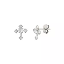 CZ Silvertone Cross Stud Earrings at Spencer's