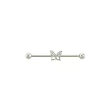 CZ Butterfly Titanium Industrial Barbell - 14 Gauge at Spencer's