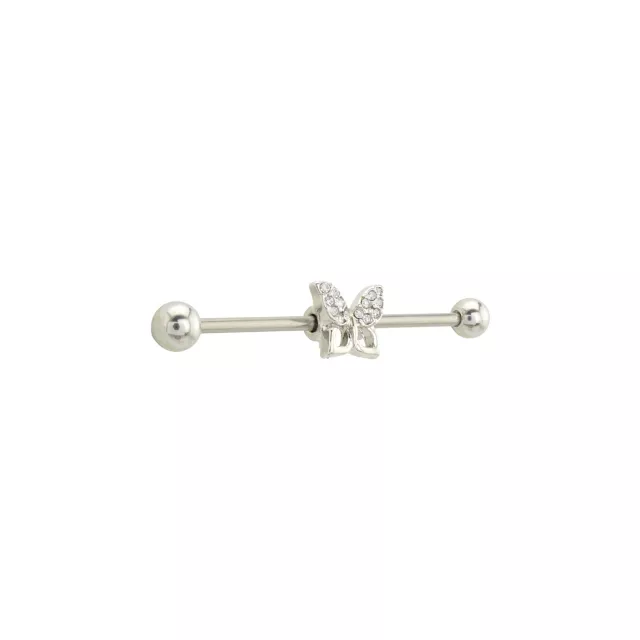 CZ Butterfly Titanium Industrial Barbell - 14 Gauge at Spencer's