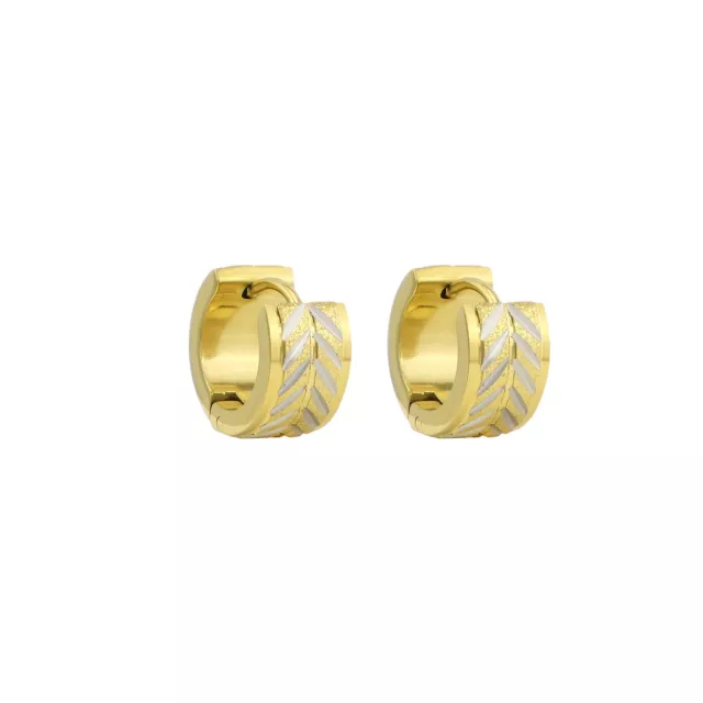 Goldtone and Silvertone Chevron Pattern Huggie Hoop Earrings at Spencer's