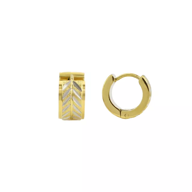 Goldtone and Silvertone Chevron Pattern Huggie Hoop Earrings at Spencer's