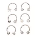 Multi-Pack CZ Star Silvertone Horseshoe Rings 6 Pack - 16 Gauge at Spencer's