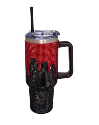 Blood Drip Rhinestone Travel Tumbler with Straw - 40 oz.