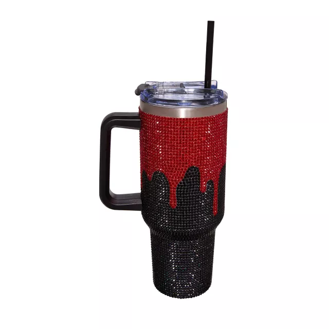 Blood Drip Rhinestone Travel Tumbler with Straw - 40 oz. - Spencer's