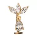 CZ Flower Teardrop Goldtone Titanium Bar Belly Ring - 14 Gauge at Spencer's