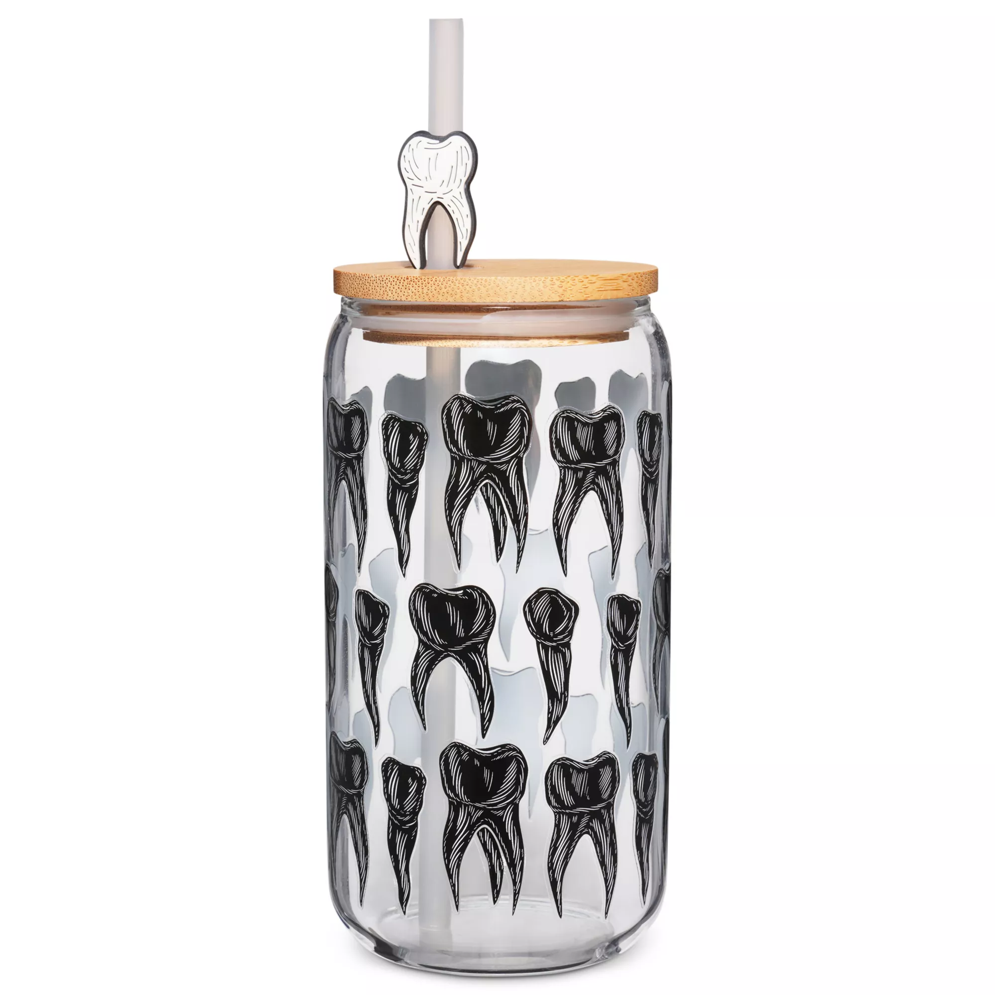 Tooth Glass Cup with Straw at Spencer's