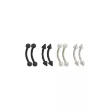 Multi-Pack Black and Silvertone Spike Curved Titanium Barbells 4 Pair - 16 Gauge at Spencer's