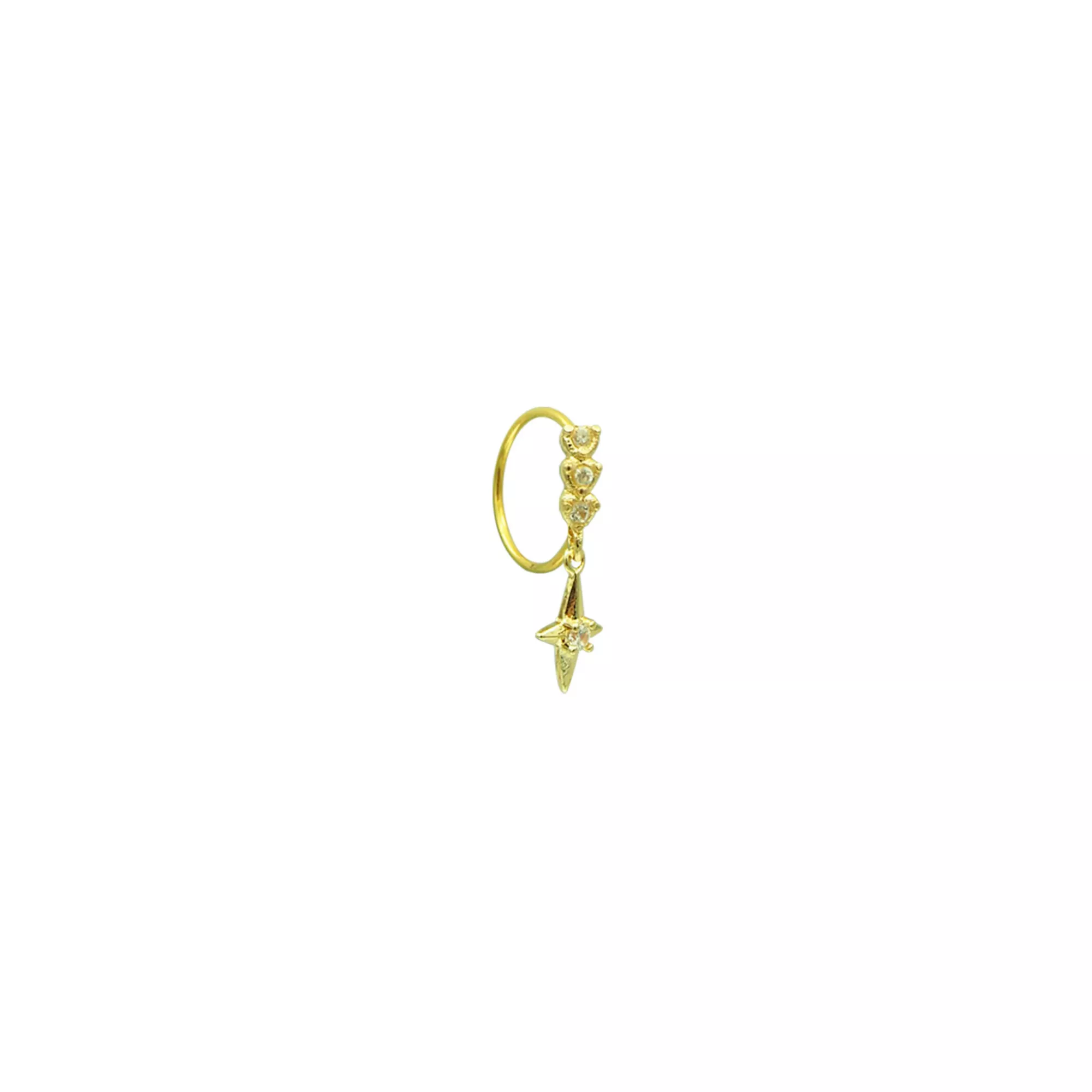 Goldtone Star CZ Dangle Ring - 20 Gauge