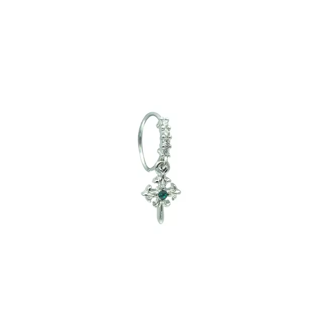 Silvertone CZ Cross Dangle Ring - 20 Gauge at Spencer's