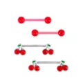 Multi-Pack CZ Cherry and Red Titanium Nipple Barbells 14 Gauge - 2 Pair at Spencer's