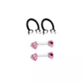 Multi-Pack Black and Pink Heart Horseshoe Rings and Nipple Barbells 2 Pair - 14 Gauge at Spencer's