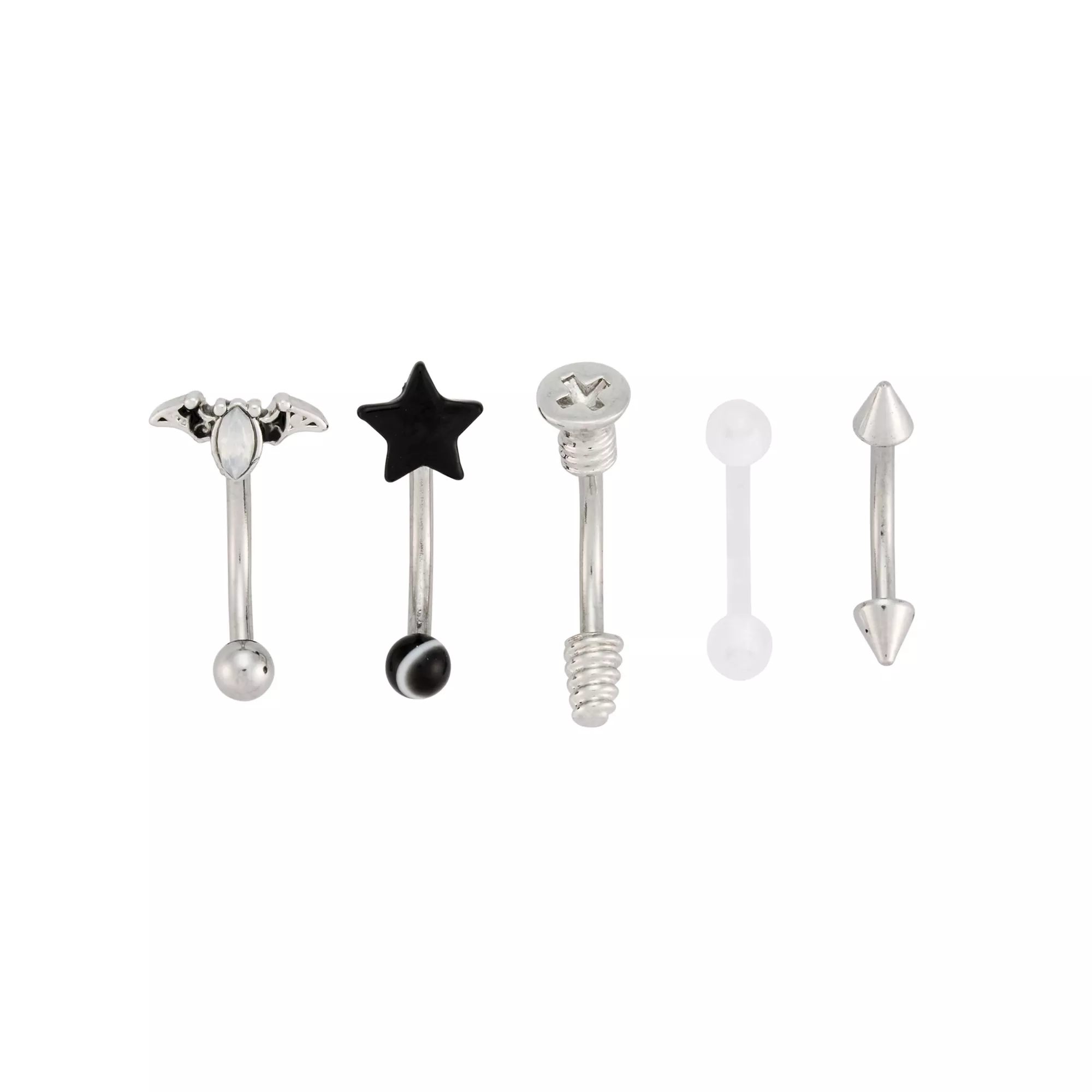 Multi-Pack Bat and Star Curved Barbells 5 Pack - 16 Gauge