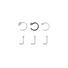 Multi-Pack CZ Crystal Heart Hoop and L-Bend Nose Rings 6 Pack - 20 Gauge at Spencer's