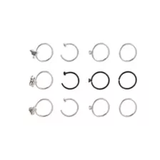 Multi-Pack CZ Moth and Spider Half Hoop Rings 12 Pack - 20 Gauge at Spencer's