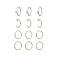 Multi-Pack CZ Rose Goldtone Silvertone and Goldtone Hoop and Half Hoop Nose Rings 12 Pack - 20 Gauge at Spencer's